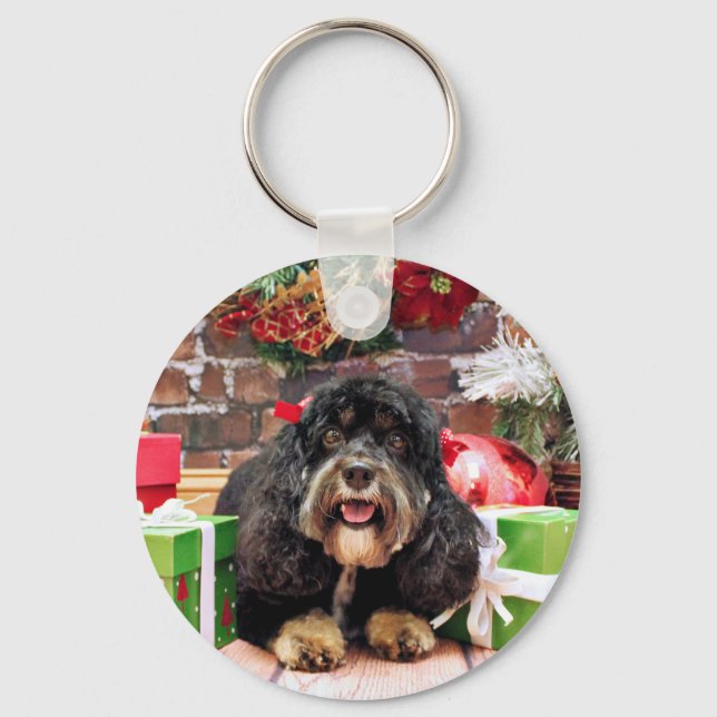 Weihnachten - Cockapoo - Sadie Schlüsselanhänger (Vorderseite)