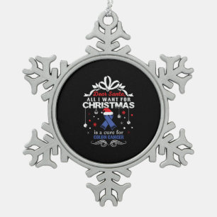 Weihnachten - Colon Cancer Awareness Shirt Schneeflocken Zinn-Ornament