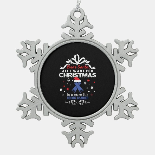 Weihnachten - Colon Cancer Awareness Shirt Schneeflocken Zinn-Ornament (Vorderseite)