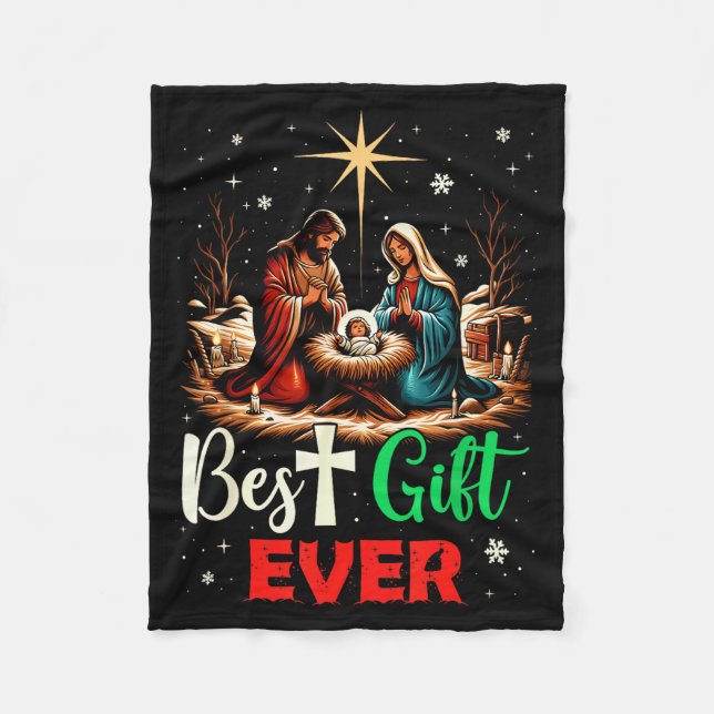 Weihnachten Cool Jesus Kippenszene Christlich Fleecedecke (Vorderseite)