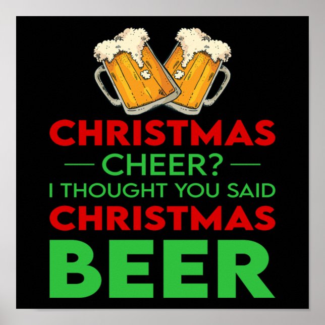 Weihnachten Cooles Bier trinken Winterurlaub Gesch Poster (Vorne)