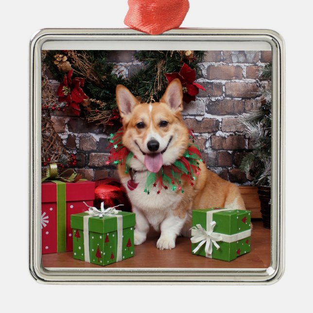 Weihnachten - Corgi - cal Ornament Aus Metall (Vorne)
