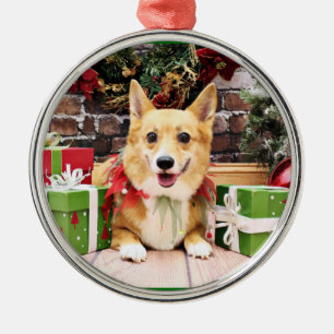 Weihnachten - Corgi - Pfannkuchen Silbernes Ornament