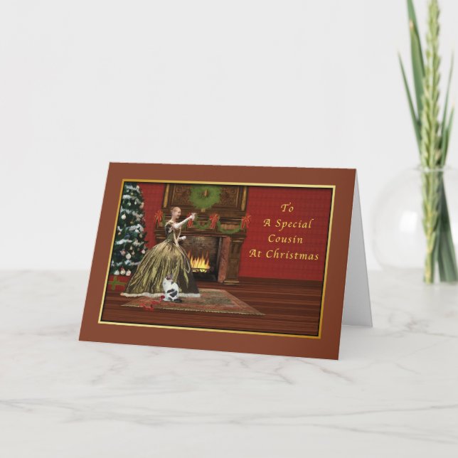 Weihnachten, Cousin, altmodisch Feiertagskarte (Vorderseite)
