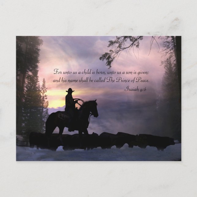 Weihnachten Cowboy Country Western Religiöser Urla Postkarte (Vorderseite)