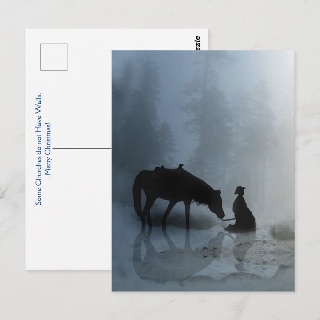 Weihnachten Cowboy und Pferd Postkarte (Vorne/Hinten)