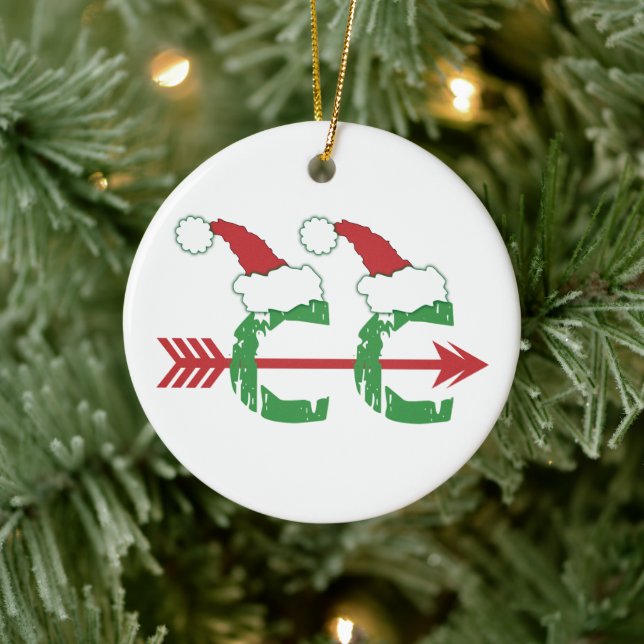Weihnachten © Cross Country Running (2-seitig) Keramikornament (Baum)