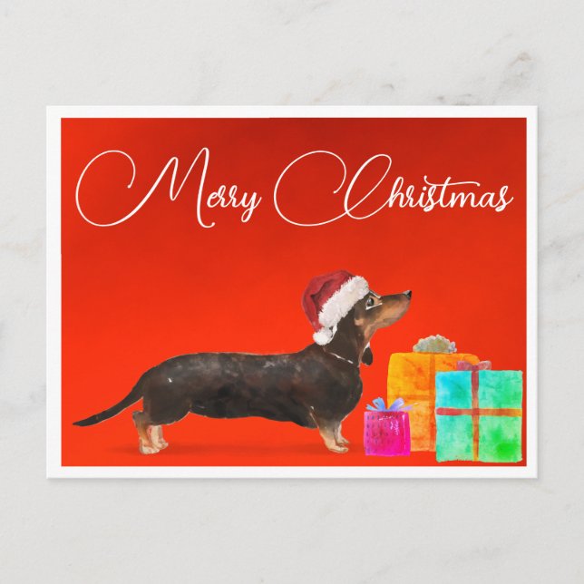 Weihnachten Dackel Hund frohe Weihnachten Postkarte (Vorderseite)