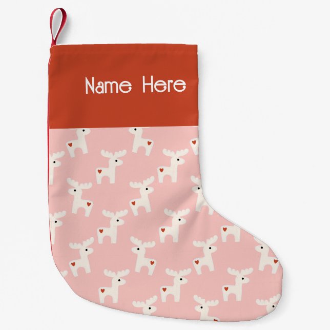 Weihnachten Dala Pferd Minimal Retro Fett Rosa Kleiner Weihnachtsstrumpf (Vorderseite)