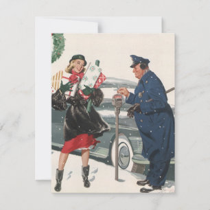 Weihnachten, Dame und Polizist Einladung