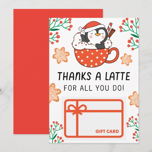 Weihnachten dank eines Latte Gift Card Holders Einladung (Vorne/Hinten)