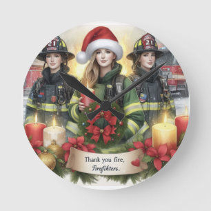 Weihnachten danke für die Feuerwehr Runde Wanduhr
