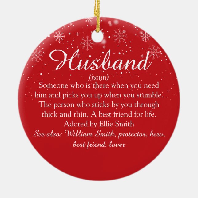 Weihnachten - das beste Husband Definition Foto de Keramik Ornament (Hinten)