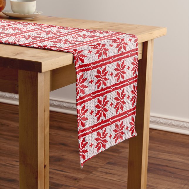 Weihnachten, das nahtloses Muster 1 strickt + Ihre Großer Tischläufer (Beispiel)