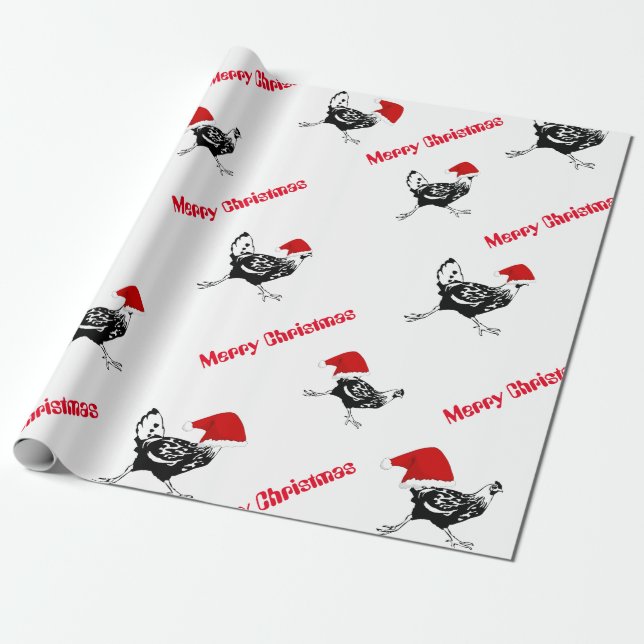 Weihnachten, das Papier-Sankt Hühner einwickelt Geschenkpapier (Ungerollt)