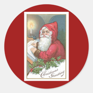 Weihnachten, das Vintagen Weihnachtsmann grüßt Runder Aufkleber