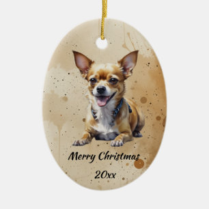 Weihnachten Datierter Text Chihuahua, Haustier Hun Keramik Ornament