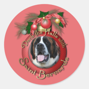 Weihnachten - Deck der Hallen - Saint Bernards - M Runder Aufkleber