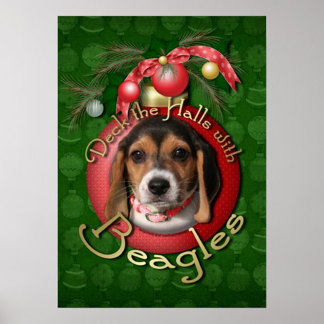 Weihnachten - Decke in den Hallen - Beagles Poster (Vorne)