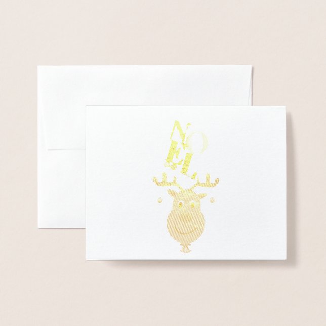 Weihnachten Deer Bells Bauble Rudolf Schneeflocken Folienkarte (Vorderseite mit Umschlag)