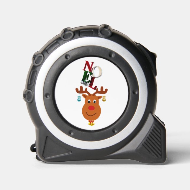 Weihnachten Deer Bells Bauble Rudolf Schneeflocken Maßband (Vorderseite)