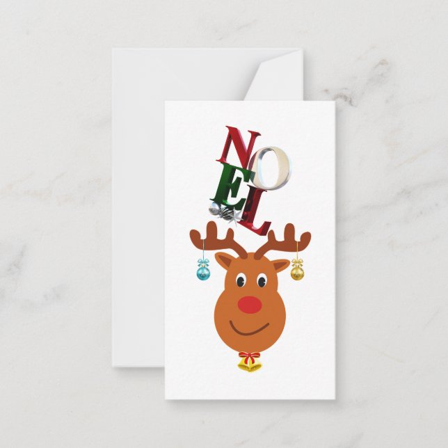 Weihnachten Deer Bells Bauble Rudolf Schneeflocken Mitteilungskarte (Vorderseite)