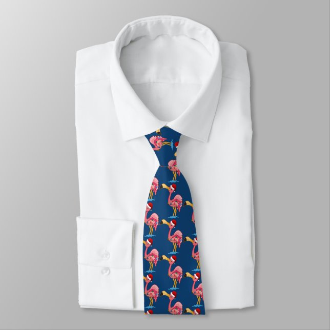 Weihnachten Dekoriert Flamingo Neck Tie Krawatte (Gebunden)