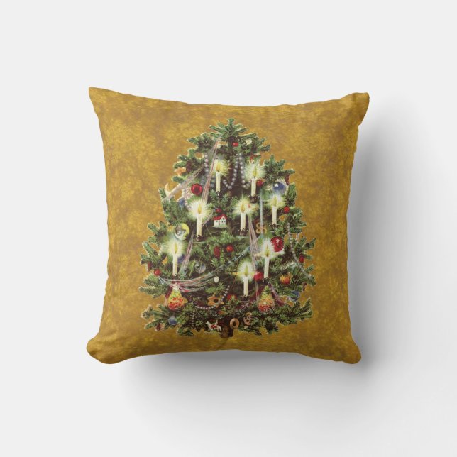 Weihnachten, dekorierter Viktorianischer Baum Kissen (Vorderseite)