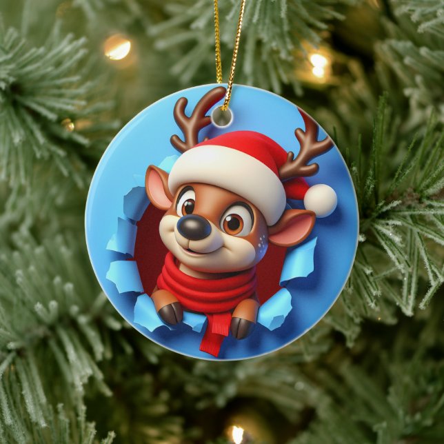 Weihnachten der Albernen Rentiere Keramik Ornament (Baum)