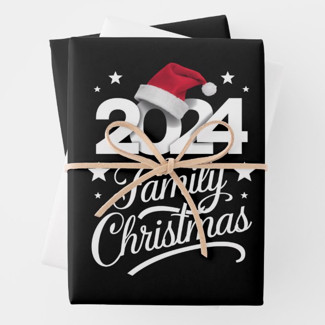 Weihnachten der Familie 2024 Matching Pajama Santa Geschenkpapier Set (Beispiel)