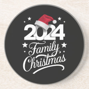 Weihnachten der Familie 2024 Matching Pajama Santa Getränkeuntersetzer