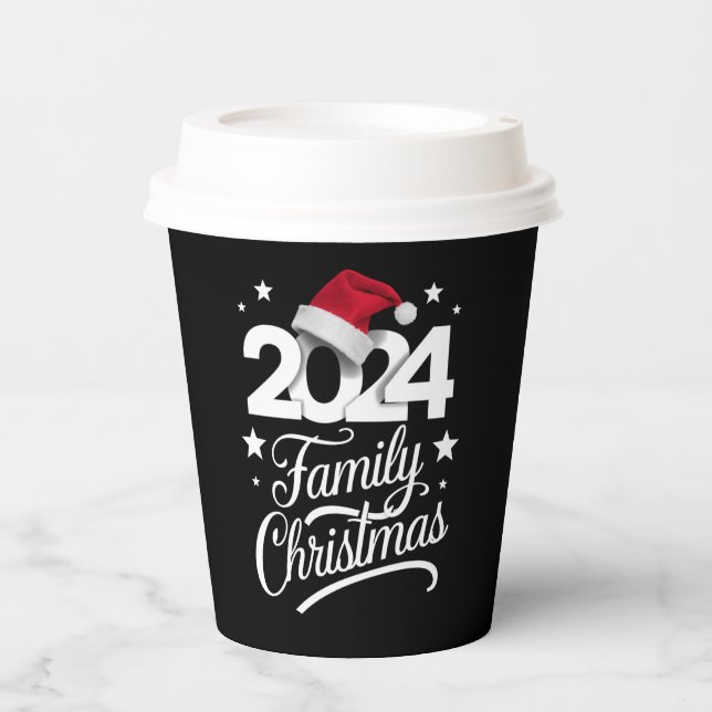 Weihnachten der Familie 2024 Matching Pajama Santa Pappbecher (Vorderseite)