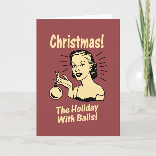 Weihnachten: Der Feiertag mit Bällen Feiertagskarte (Vorderseite)