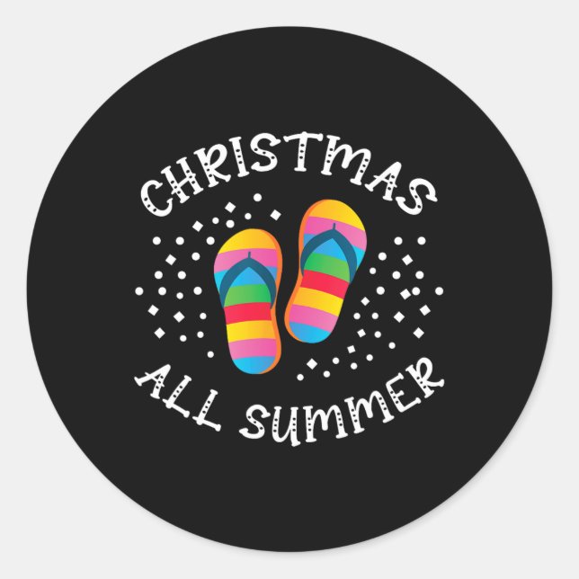 Weihnachten Der ganze Sommer über Santa Beach Flip Runder Aufkleber (Vorderseite)