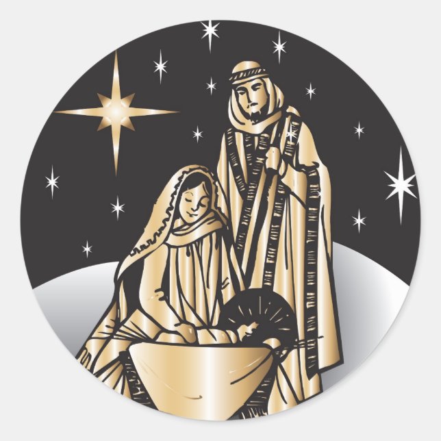 Weihnachten der Geburt Runder Aufkleber (Vorderseite)