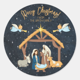 Weihnachten der Geburt Runder Aufkleber
