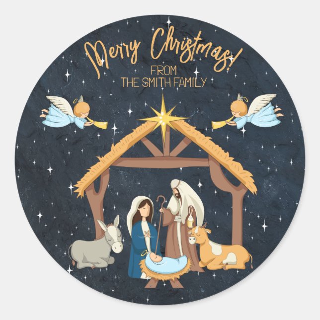 Weihnachten der Geburt Runder Aufkleber (Vorderseite)