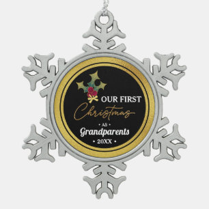 Weihnachten der Großeltern Schneeflocken Zinn-Ornament