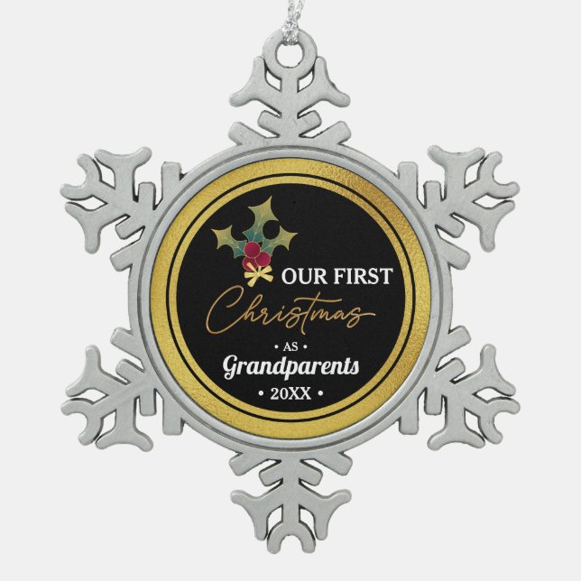 Weihnachten der Großeltern Schneeflocken Zinn-Ornament (Vorderseite)