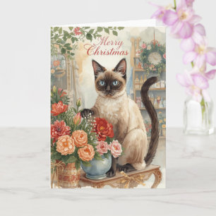 Weihnachten der Katze von Siamesen in Floristen th Karte