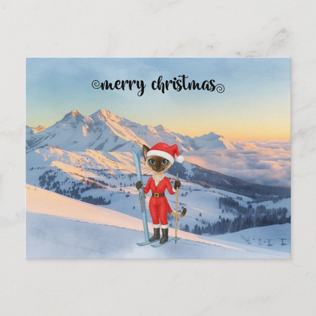 Weihnachten der Katze Weihnachtsmann Siamese Katze (Vorderseite)