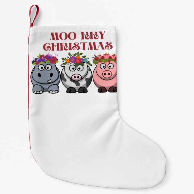 Weihnachten der Kuh frohe Weihnachten Kleiner Weihnachtsstrumpf (Vorderseite)