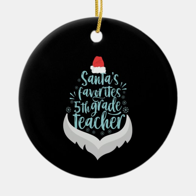 Weihnachten: Der Lieblings-Lehrer der 5. Klasse Keramik Ornament (Vorne)