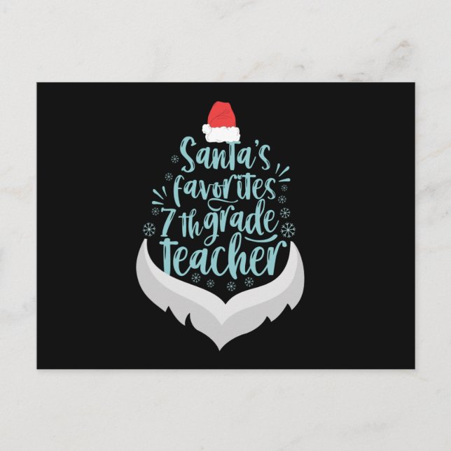 Weihnachten: Der Lieblingslehrer der 7. Klasse Postkarte (Vorderseite)