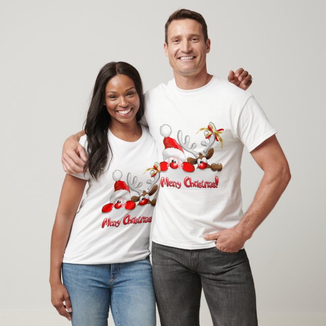 Weihnachten der Rentiere und des Schneemans T-Shirt (Unisex)