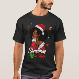 Weihnachten der Santa African American Girl im Jul T-Shirt