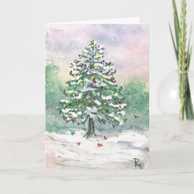 "Weihnachten der Vögel" Feiertagskarte (Vorderseite)