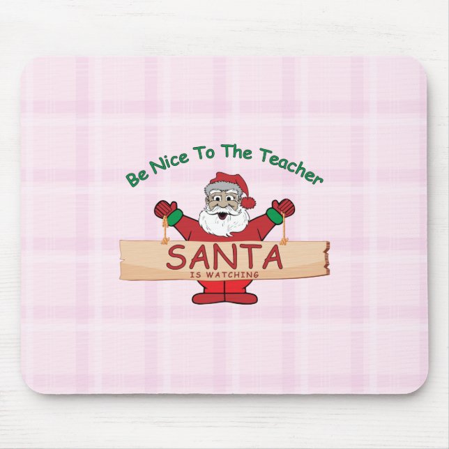 Weihnachten - Der Weihnachtsmann sieht zu. Mousepad (Vorne)
