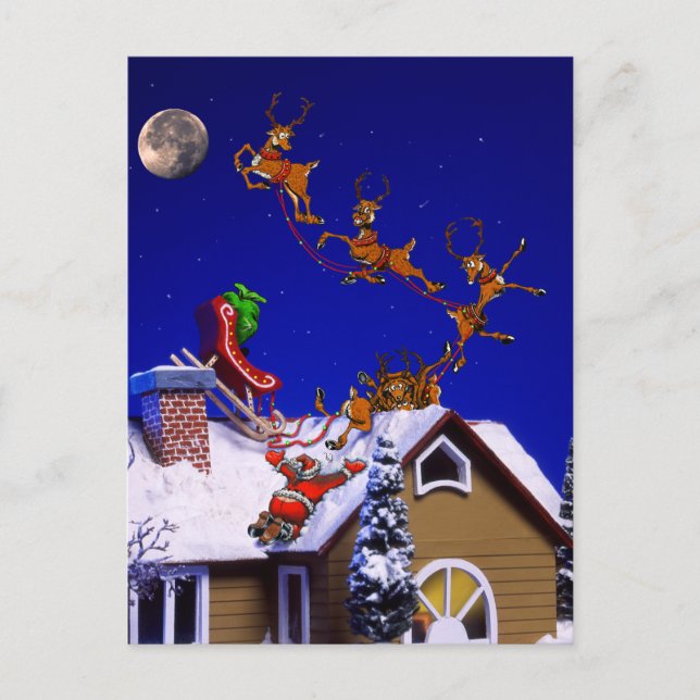 Weihnachten - Der Weihnachtsmann stürzte auf dem D Postkarte (Vorderseite)
