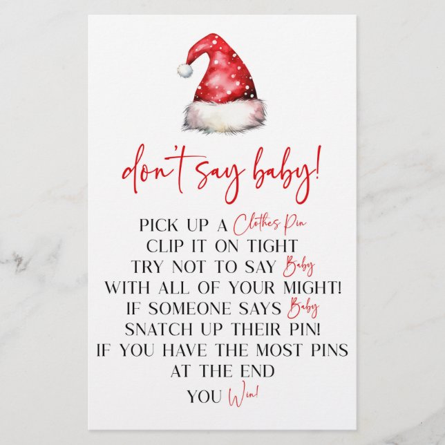 Weihnachten der Weihnachtsmannmütze Sage kein Baby Briefpapier (Vorderseite)